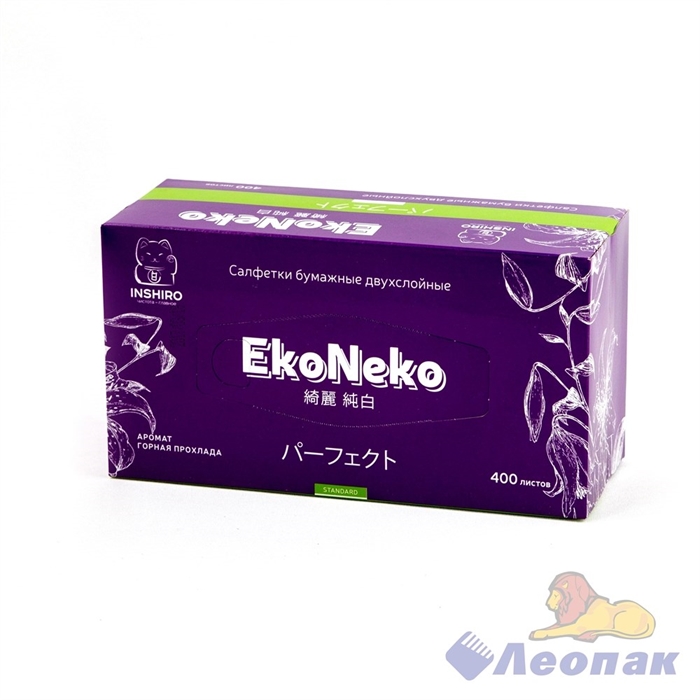 Салфетки бумажные INSHIRO EkoNeko 2-хсл. в кор. (200л./1шт/3шт/1уп/20уп) аромат. EN-405 - фото 10496