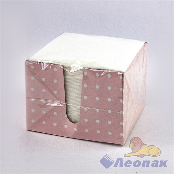 Салфетка 24х24 белая  Лилия  в коробке 1сл. 100л. (розовая в горох) (100шт/24уп) - фото 10779