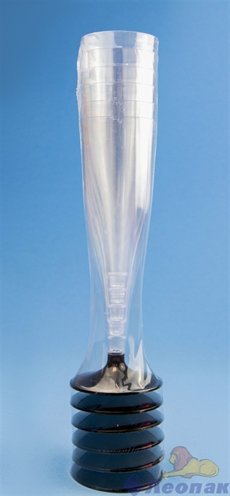 Бокал для шампанского  Флютэ  прозрачный (низкая черная ножка)(6шт=1уп/75уп) арт.1009 - фото 12167