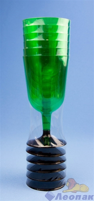 Бокал для вина 200мл зеленый (низкая черная ножка)(6шт=1уп/54уп) арт.1011 - фото 12171