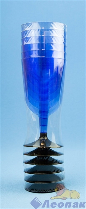 Бокал для вина 200мл синий (низкая черная ножка)(6шт=1уп/54уп) арт.1011 - фото 12173