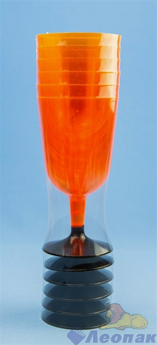 Бокал для вина 200мл оранжевый (низкая черная ножка)(6шт=1уп/54уп) арт.1011 - фото 12176
