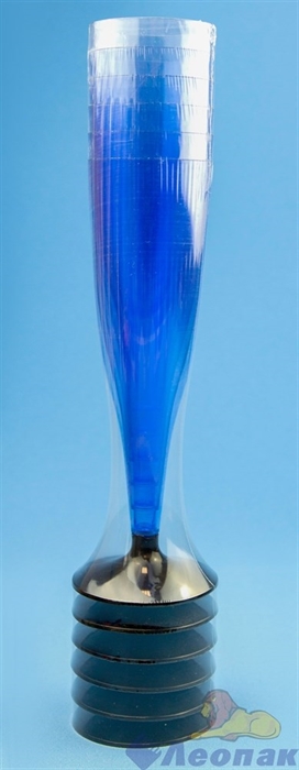 Бокал для шампанского  Флютэ  синий (низкая черная ножка)(6шт=1уп/75уп) арт.1009 - фото 12203