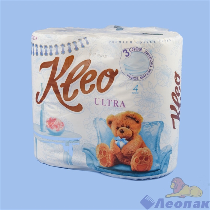 Туалетная бумага Kleo Ultra белая, 3слоя, (4шт/18уп)  Арт. С86 - фото 14839