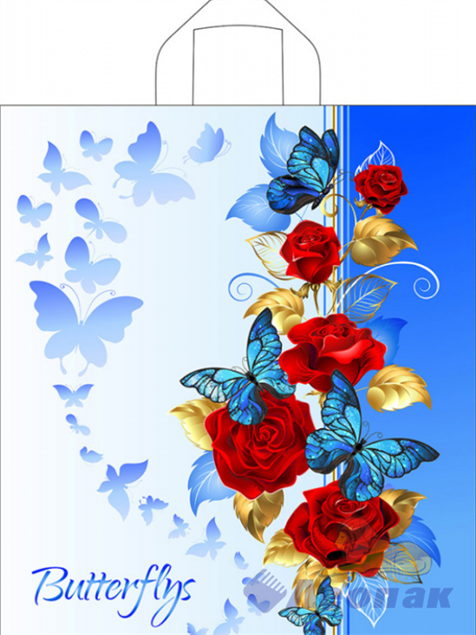 П-петл.ручка 42х38-37мкм Синие бабочки ПНД (50/300) ТИКО - фото 15348