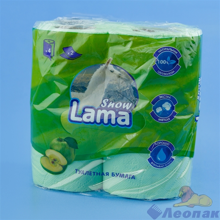 Туалетная бумага Snow Lama 2сл., салатовая (4шт/12уп) - фото 16970