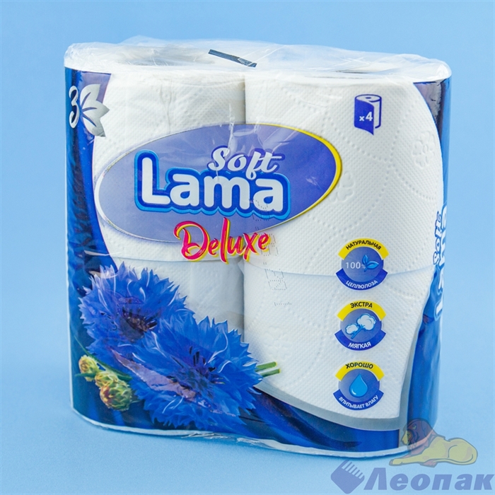 Туалетная бумага  Lama Soft Deluxe 3сл., белая (4шт/12уп) - фото 16971