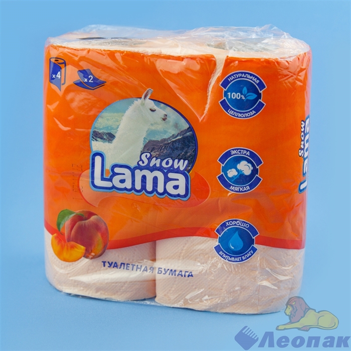 Туалетная бумага Snow Lama 2сл., персиковая (4шт/12уп) - фото 16974