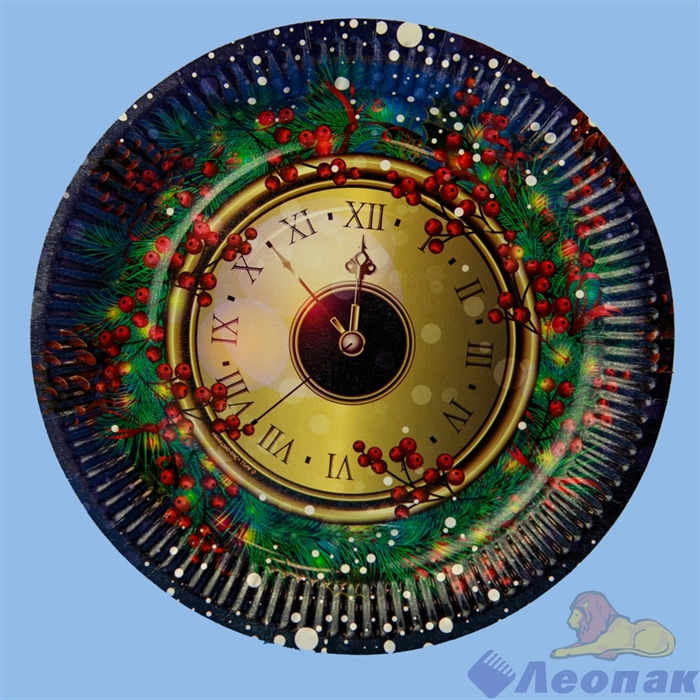 Тарелка картонная d=230мм  Рябиновые часы  (100шт/1уп) / ЭКО - фото 17710