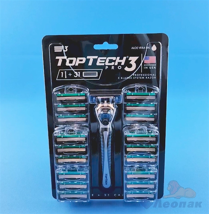 Мужская бритва Top Tech PRO 3 +31 сменная кассета( совместима с Gillttte Blue3) - фото 21743