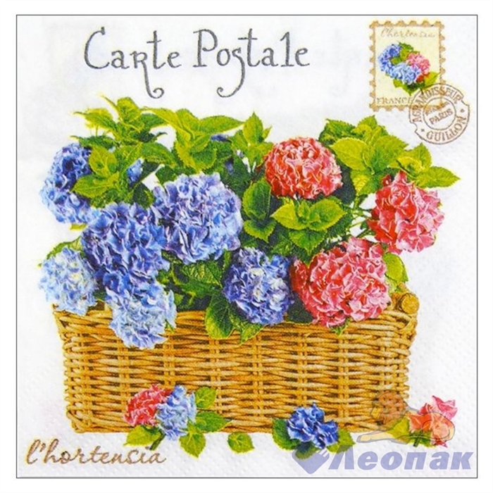 Салфетки Bouquet de Luxe "Гортензия" (25шт/15уп) 24*24 3х-слойная - фото 21981