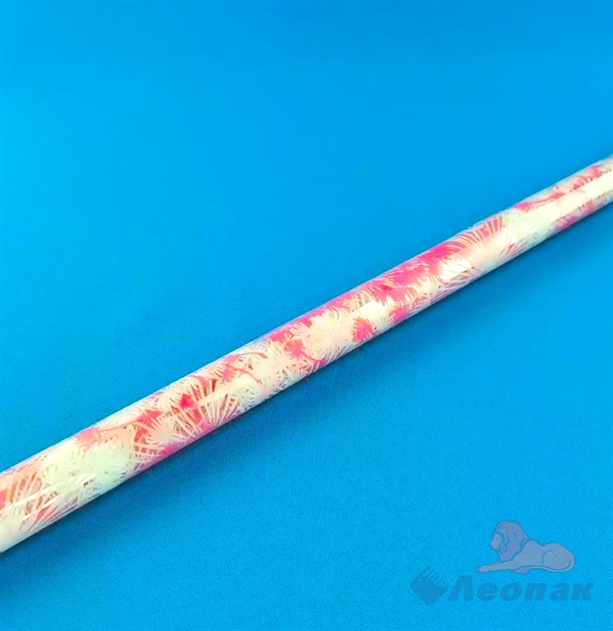 Пленка цветочная прозрачная двухцветная с рисунком Одуванчик бело-розовая 70см*10яр (20шт) - фото 23691