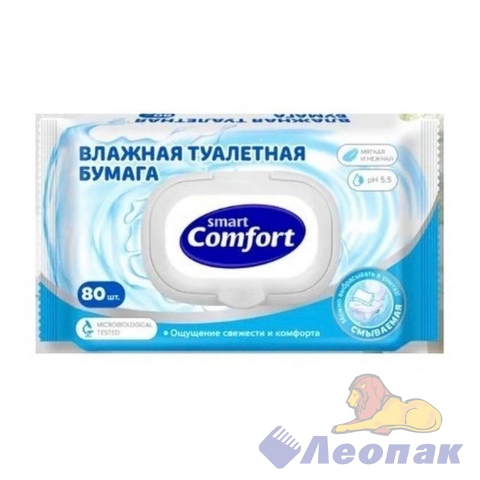 Влажная туалетная бумага Comfort smart №80 (80шт/1уп/20уп) 72956 - фото 38109