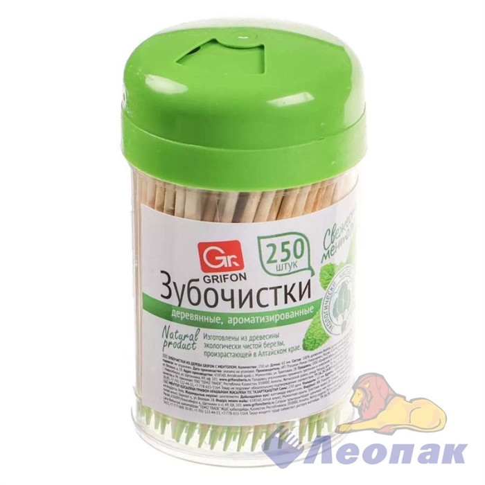 ЗУБОЧИСТКИ В ПЛАСТИК.БАНОЧКЕ (250ШТ/20БАН) GRIFON 400-546