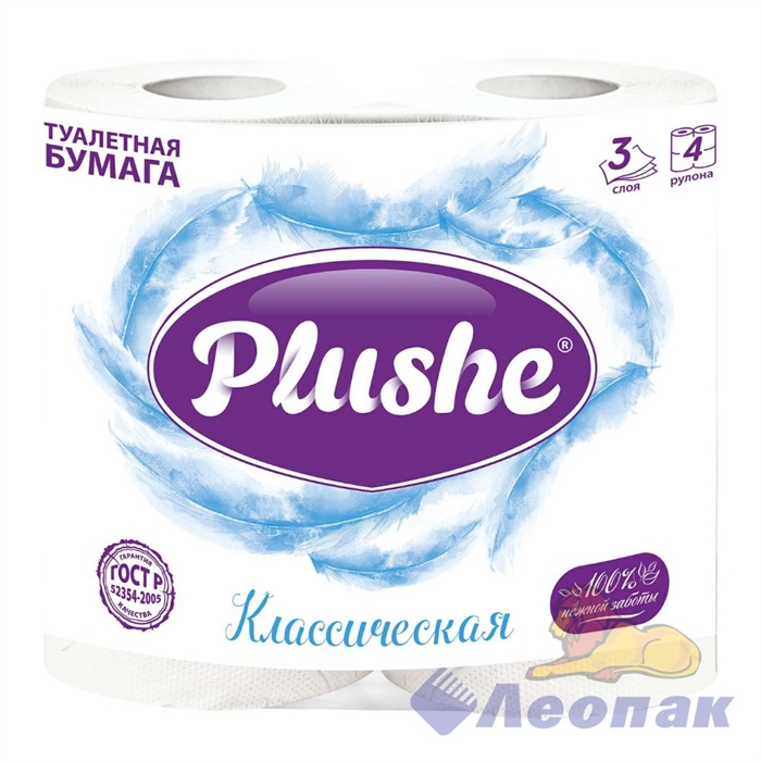 БУМАГА ТУАЛЕТНАЯ PLUSHE DELUXE LIGHT БЕЛАЯ 3-Х СЛ. (4ШТ/12УП)