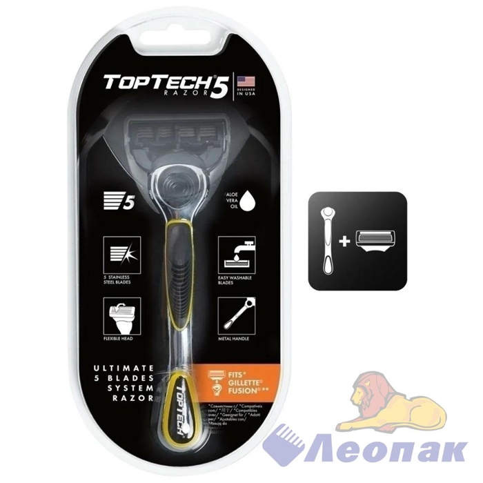 Мужская бритва Top Tech Razor5 +1 сменная кассета( совместима с Gillttte Fusion) - фото 41910