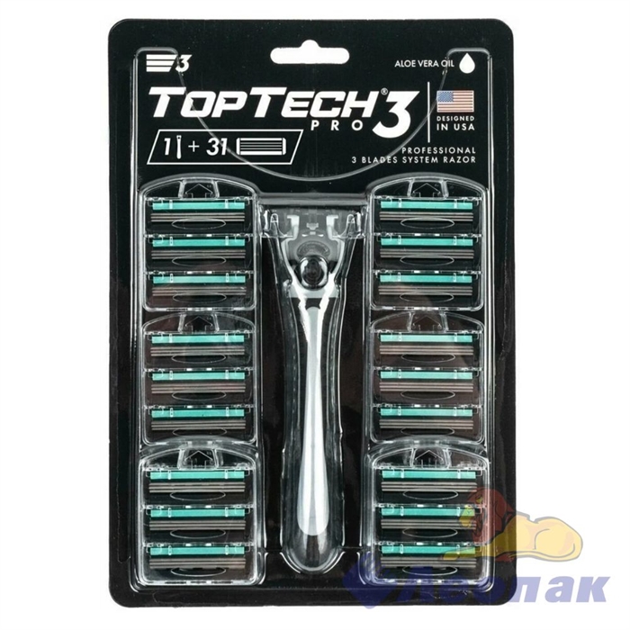 Мужская бритва Top Tech PRO 3 +31 сменная кассета( совместима с Gillttte Blue3) - фото 41914