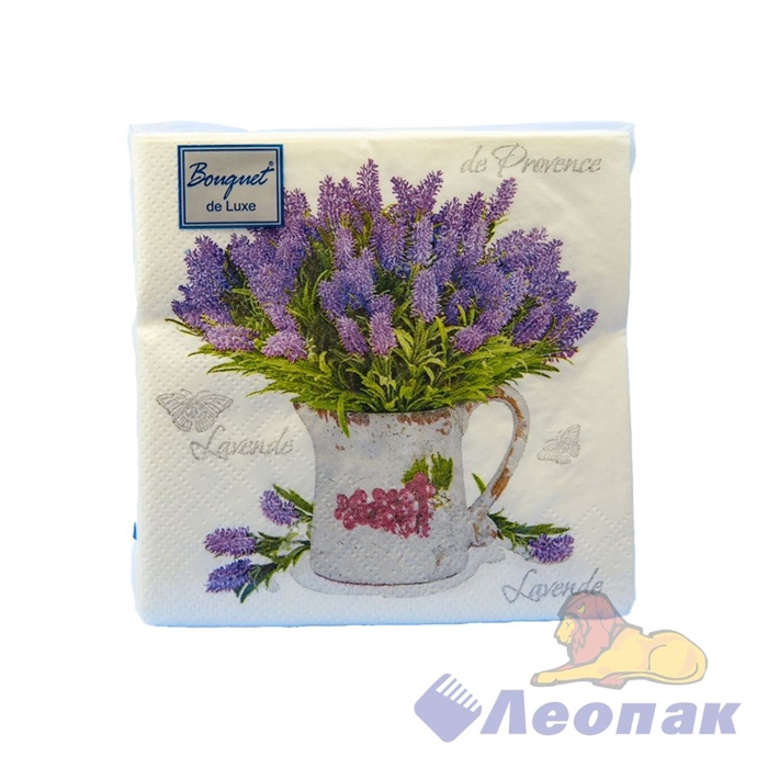 Салфетки Bouquet de Luxe "Лаванда" (25шт/15уп) 24*24 3х-слойная - фото 43874