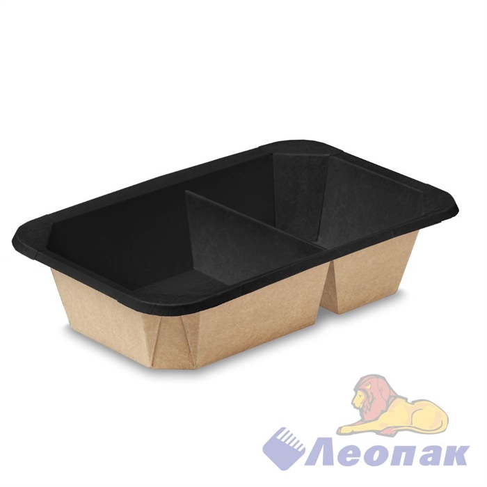 Упаковка под запайку, 2х. секц. черный картон OSQ OCTOBOX 800/2 BLACK WOOD