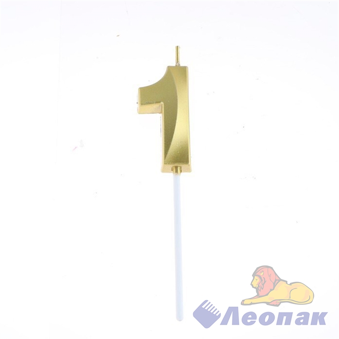 Свеча в торт на шпажке «Грань», цифра "1", золотая, 5 см, 5572725 362/13 - фото 48709