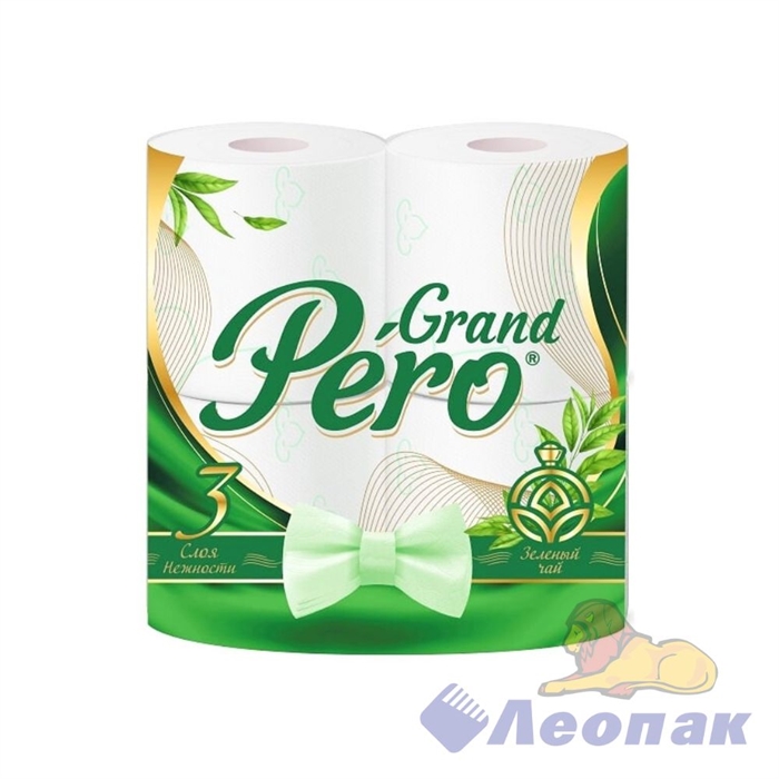 Бумага туалетная GrandPero Зеленый чай 3х-сл.(4шт/12уп)