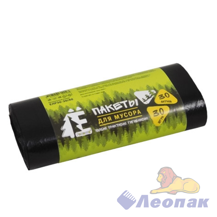 Мешок мусорный ПНД 30л (30шт/35рул) черный  Ё-РОМАШКА 04800580006