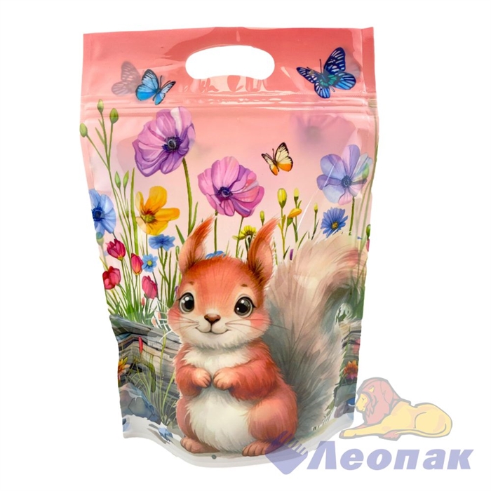 P103 Пакет вырубная ручка с zip-lock застежкой БЕЛОЧКА 15х22см (1уп/50шт)