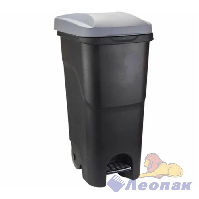 Бак 85л с педалью на колесах (Серый) МП