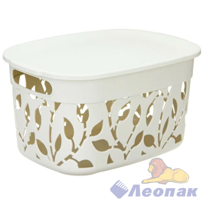 Коробка ФЛОРА 5,5л с крышкой (белый ротанг) МП