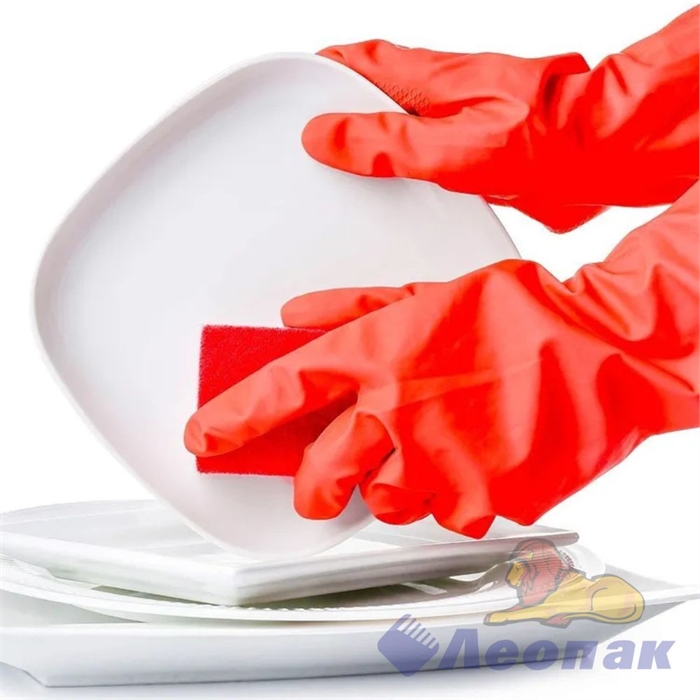Перчатки резиновые c х/б Paclan с ароматом Арбуза L (1пара/50уп) цвет красный