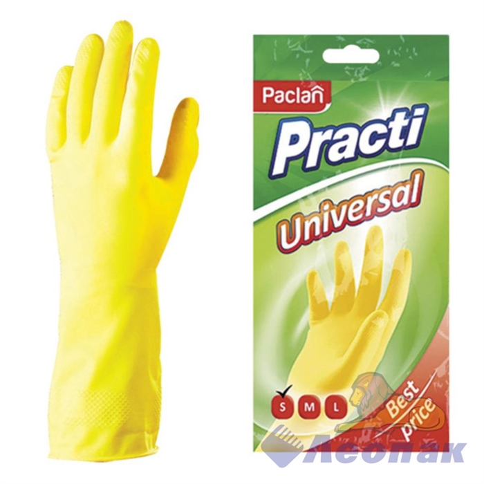 Перчатки резиновые c х/б Paclan Universal S (1пара/100уп) цвет желтый