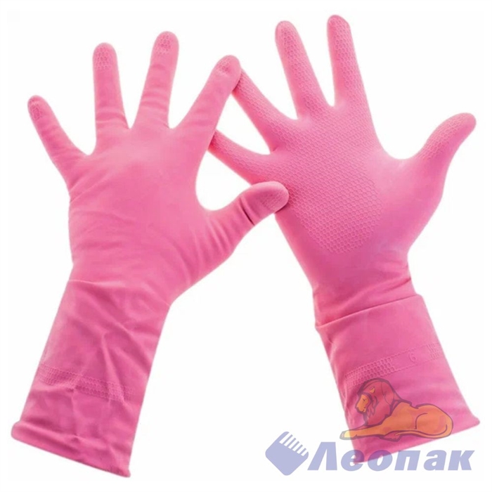Перчатки резиновые c х/б Paclan Practi Comfort L (1пара/100уп) цвет розовый
