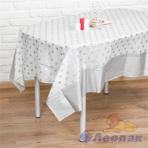 SK-85 Скатерть 137х183см СЕРЕБРО горох (1уп/12шт/600шт)