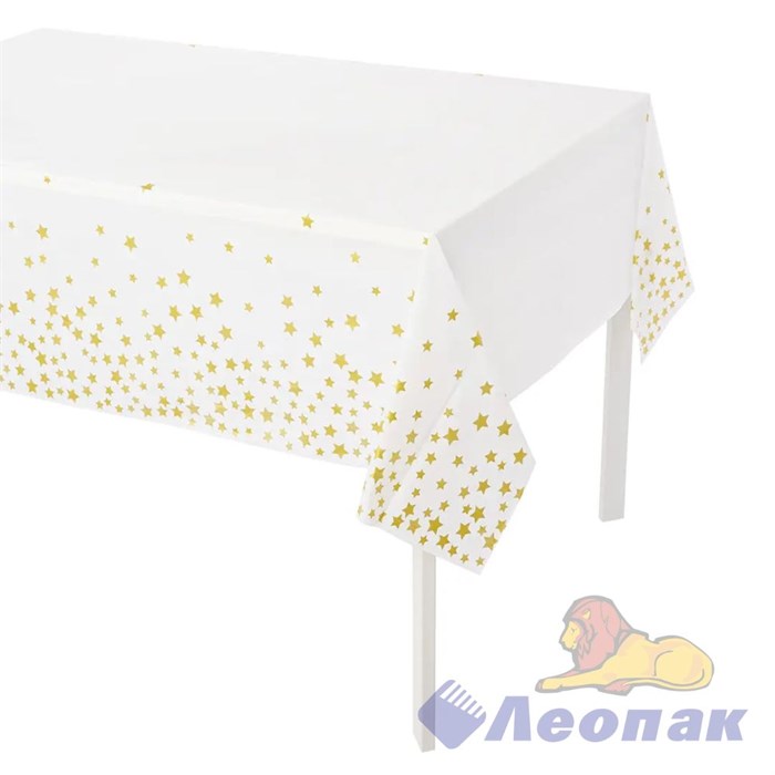 SK-89 Скатерть 137х183см ЗВЕЗДЫ белый/золото (1уп/12шт/600шт)