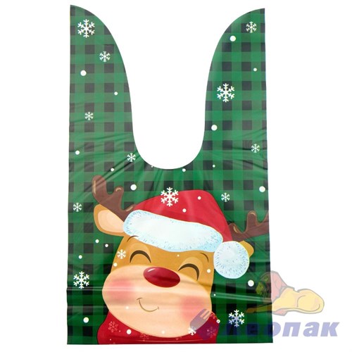 P142 Пакет с ушками 20х33х3см Зеленый микс (50шт/1уп) НГ