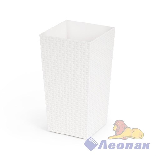 Кашпо напольное "Ротанг" 220х220х410мм (белый) (уп.7)