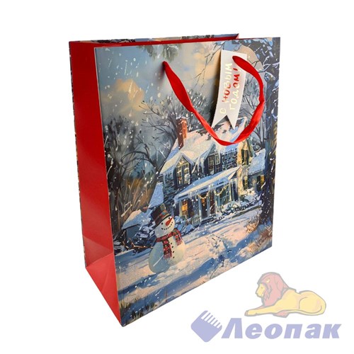 N1075 Пакет НГ люкс с блестками 26х32х10  (360/12шт)