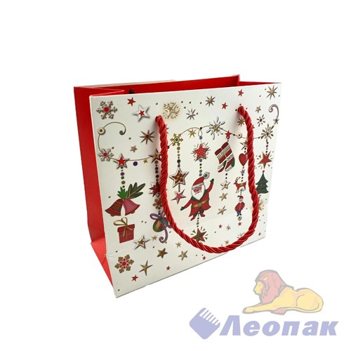N721 Пакет НГ люкс с блестками 15х14х7 (600/12шт)