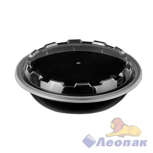 Контейнер с крышкой 360мл круглый ЧЕРНЫЙ d-152,h-32мм(180)1285Ч ВЗЛП  160/123 - фото 50355