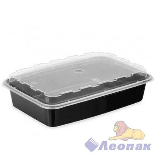 Контейнер прямоугольный 950мл с крышкой Черный РР(150шт) ВЗЛП1265Ч