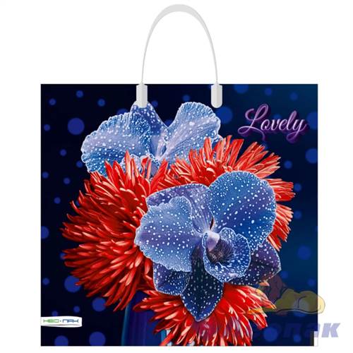 Пакет с пластик.ручками 37х35-90 Цветочная фантазия (5шт/100) Нео-пак