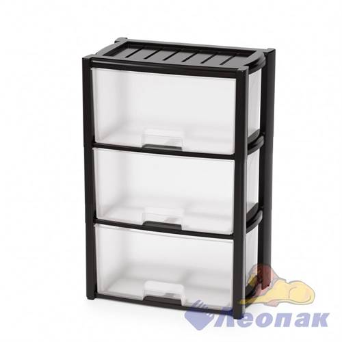 Комод "Колорит" 3-х секцион.(черный) 475х300х710 мм