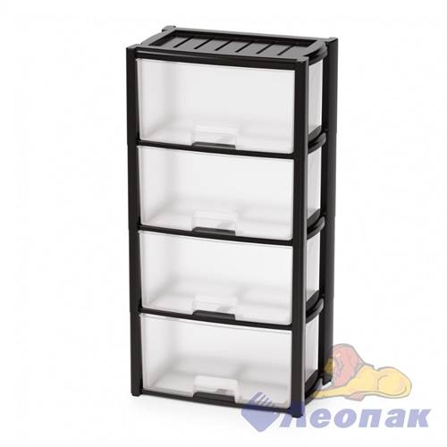 Комод Колорит 4-х секцион. (черный) (уп.1) 475х300х940 мм