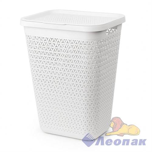 Корзина д/белья "Элемент" 55л узкая (белый) (уп.4) М8901 - фото 50490