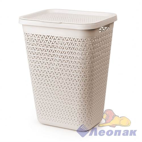 Корзина д/белья "Элемент" 55л узкая (бежевый) (уп.4)