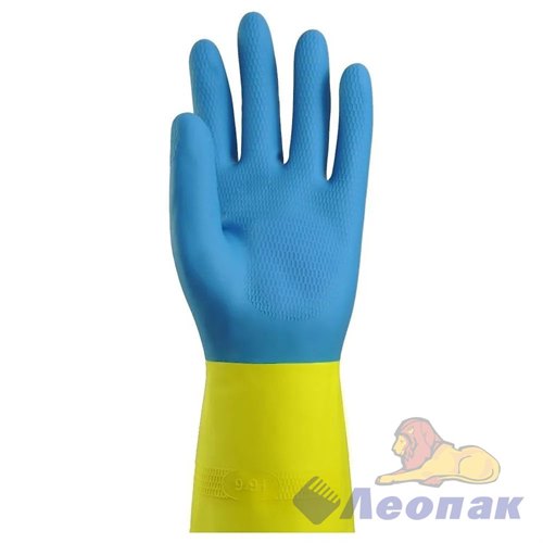 Перчатки хозяйственные BICOLOR Komfi синий-желтый М (12/144)