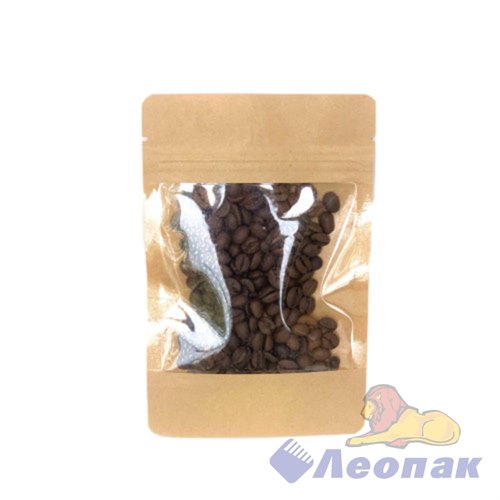 Пакет №31 бумажный ДОЙ-ПАК 160х250 (45+45) КРАФТ С ОКНОМ 90мм с замком zip-lock (100шт/600шт)