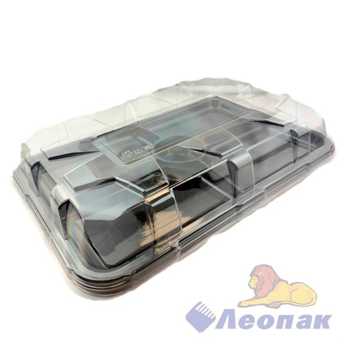 Блюдо прямоуг.4 секции ПЭТ 460*300*25 ЧЕРНОЕ с КРЫШКОЙ (40шт/кор) НБ