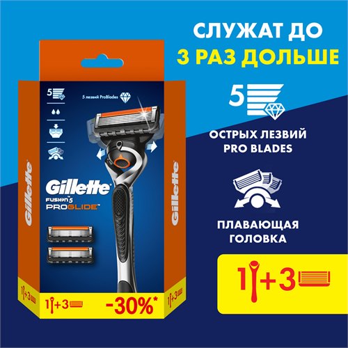 Gillette Fusion5 ProGlide Мужская Бритва , 3 кассеты, с 5 лезвиями, с углеродным покрытием, с технологией FlexBall, с триммером 7702018558827 - фото 51275