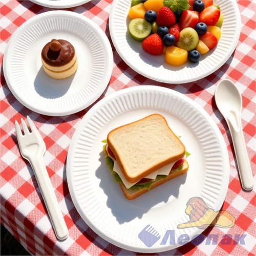 Тарелка круглая TM-XFSP126B d-203 мм h-18, багасса белая (50шт/1000шт)